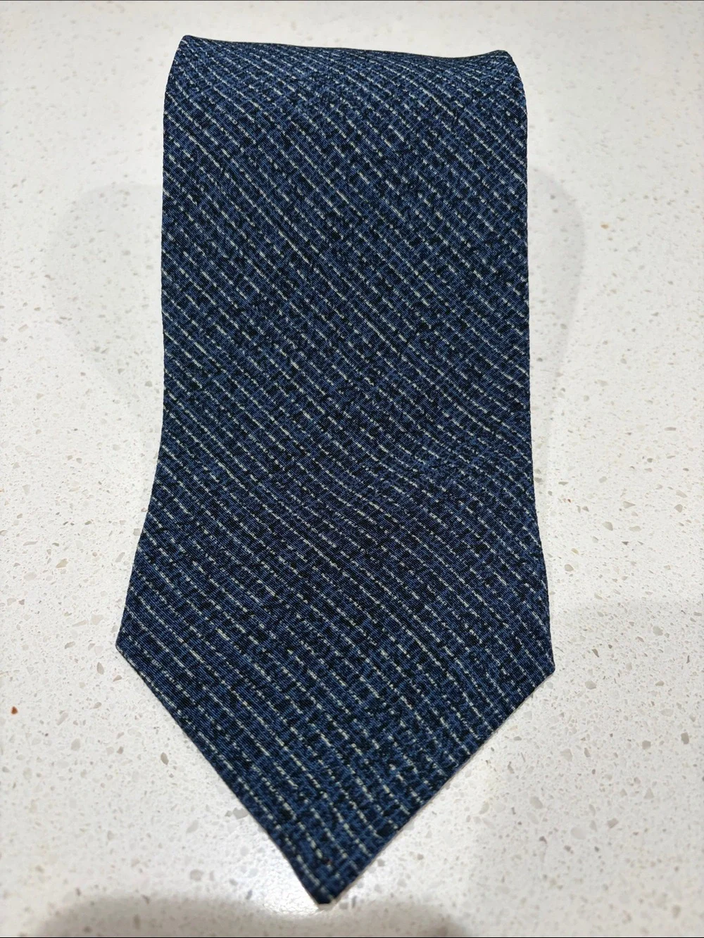 Armani Collezioni Navy Blue Textured Diagonal Weave Silk Tie